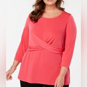 ALFANI Plus Size 2X Hot Pink Blouse NEW Shirt Slimming Top Stretch!